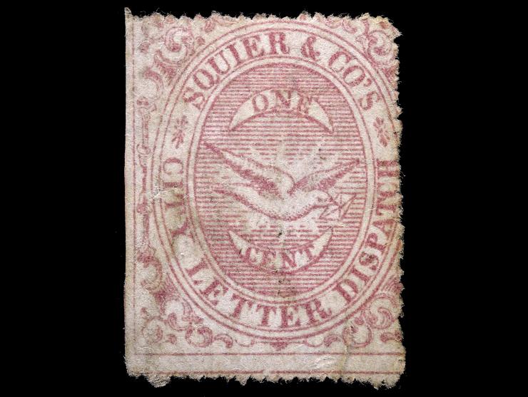 Squier & Co. City Letter Dispatch ,1859, 1c Rose Brown, 132L2, Unused